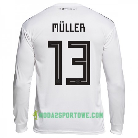 Koszulka Niemcy Muller 13 Mistrzostwa Świata 2018 Domowe Stroje Piłkarskie Długi Rękaw